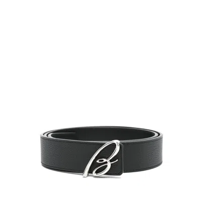 Brioni Logo-buckle Belt In Black