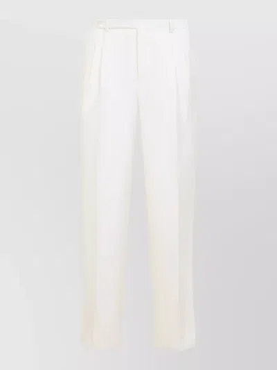 Brioni Biorni Capri Trousers Pleats Belt Loops In White