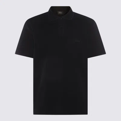 Brioni Logo-embroidered Cotton Polo Shirt In Black