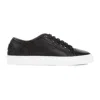 BRIONI BLACK GRAINED LEATHER SNEAKERS