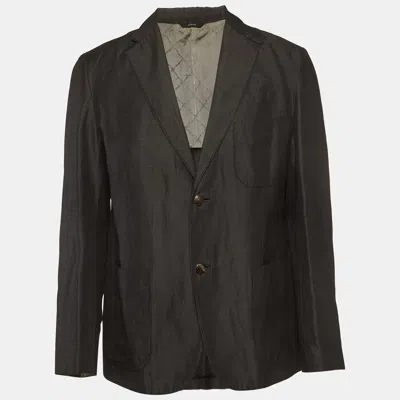 Pre-owned Brioni Black Linen Blend Single Breasted Blazer M