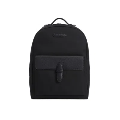 Brioni Nylon And Grained Leather Backpack In Black