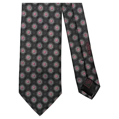 Pre-owned Brioni Black Red Floral Silk Tie