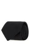 Brioni Black Silk Tie In Blue