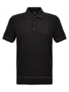 Brioni Black Textured Polo In Black