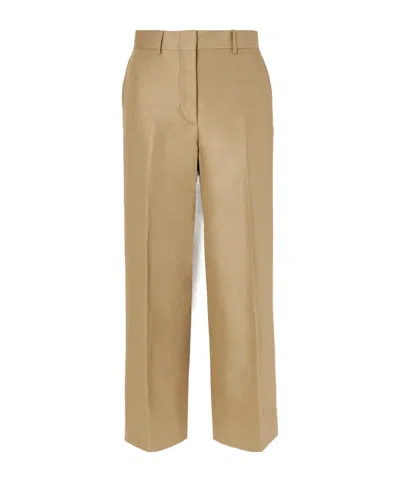 Brioni Blend Twill Straight-leg Pants In Brown