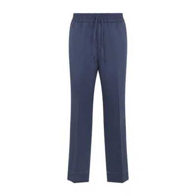 Brioni Blue Asolo Linen And Cotton Pants