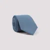 Brioni Textured Diagonal Pattern Silk Tie In Blue