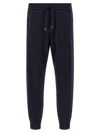 Brioni Cotton And Cashmere Joggers Pants Blue In Black