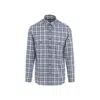 Brioni Checked Long-sleeved Shirt In Blue