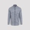 Brioni Checked Long-sleeved Shirt In Light Blue