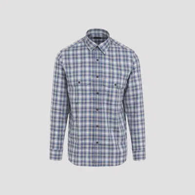 BRIONI BLUE COTTON SHIRT