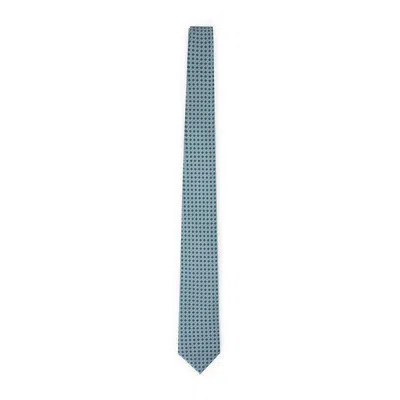 Brioni Blue Standard 7x150 Silk Tie In Metallic