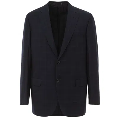 Brioni Blue Wool Blazer In Black