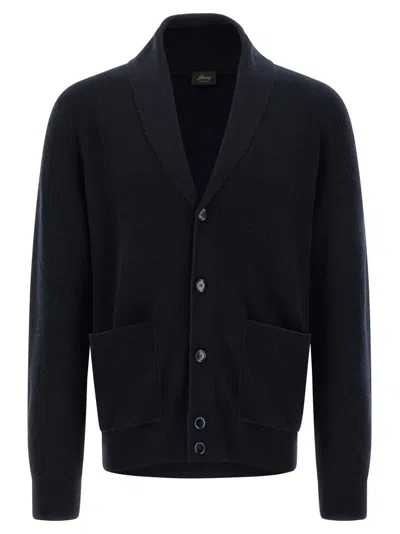 BRIONI BLUE WOOL CARDIGAN