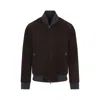 Brioni Ribbed Collar Bomber With Side Pockets In Brown