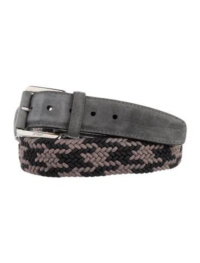Pre-owned Brioni Braided Accents Belt In Gray