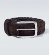 Brioni Braided Suede Belt In Coffee