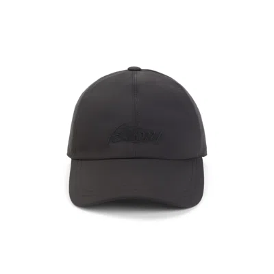 Brioni Baseball Hat With Embroidered Logo In Black