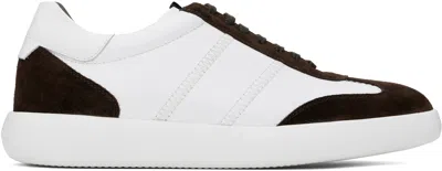 Brioni Brown & White Olympia Sneakers In White/dark Brown