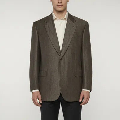 Pre-owned Brioni Brown Linen Blend Senato Single Breasted Blazer 4xl