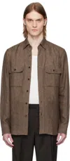 Brioni Linen Shirt In Teak