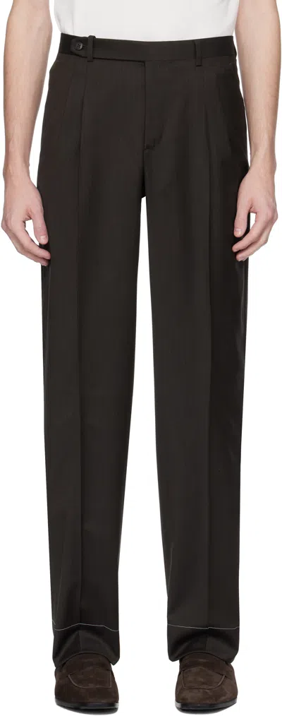 Brioni Brown Pba44 Trousers In Dark Brown