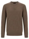 Brioni Ribbed And Braid Sweater Sweaters And Cardigans Brown In Brown
