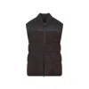 Brioni Puffer Dark And Brown Leather Gilet In Brown