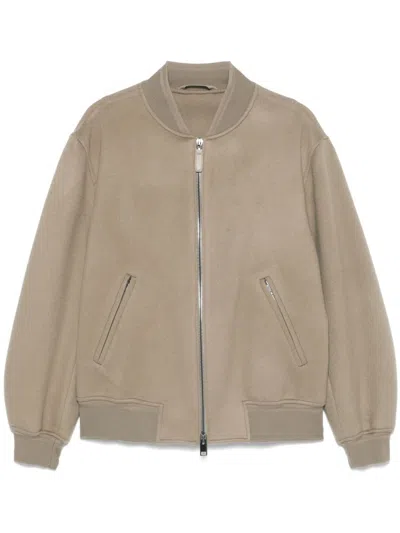 Brioni Brushed-effect Bomber Jacket In Neutrals