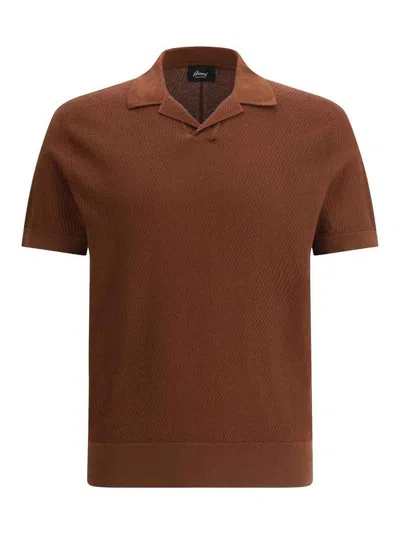 Brioni Structured Knit Polo Shirt In Multicolour