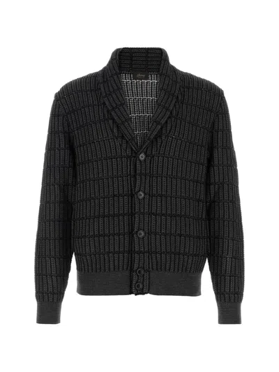 Brioni Cotton Linen Cardigan Shawl Collar Knit In Black