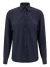 Brioni Long-sleeved Curved Hem Shirt In Blue