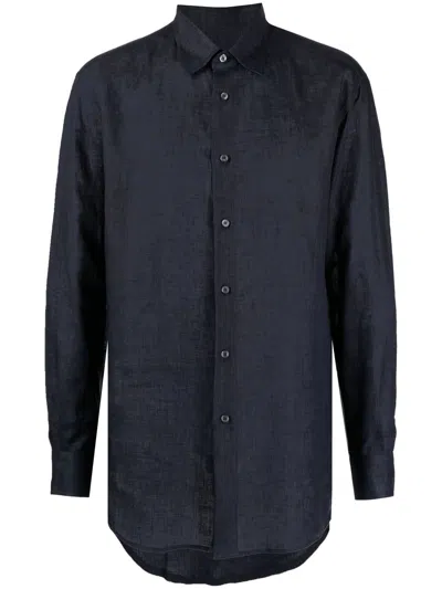 Brioni Button-down Fitted Shirt In Blau