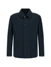 Brioni Desert Collared Jacket Front Pockets In Blue