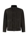 Brioni Buttoned Bomber Jacket In Brown