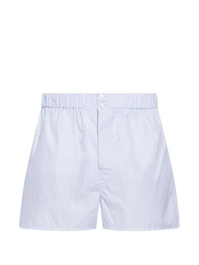 Brioni Buttoned Striped Boxers In Blue