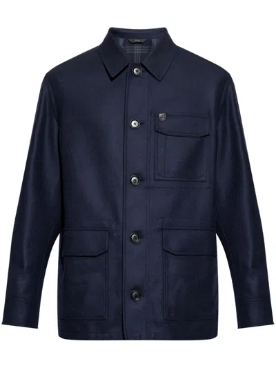 Brioni Buttoned Wool Jacket In Blue