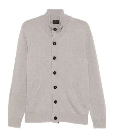 Brioni Button-front Knit Cardigan In Gray