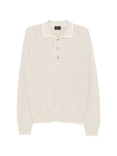 Brioni Button-up Collar Sweater In Neutral