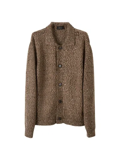 Brioni Button-up Wool Cardigan In Brown