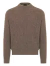 Brioni Cable-knit Ribbed Sweater In Brown