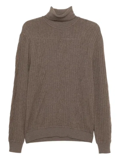 Brioni Cable-knit Sweatshirt In Brown