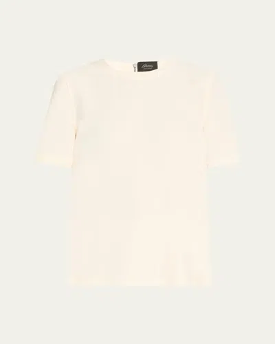 Brioni Cady Silk T-shirt In Milk