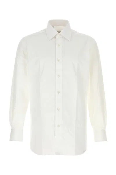 Brioni Camicia In Popeline Bianco Uomo In White