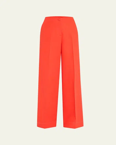 Brioni Camilla Wide Leg Silk Wool Trousers In Dark Red