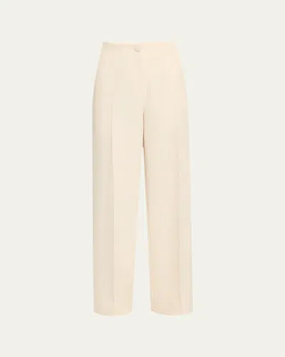 Brioni Camilla Wide Leg Silk Wool Trousers In White