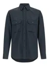Brioni Utility Shirt With Buttoned Cuffs And Pockets In Black
