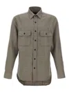 Brioni Military Style Shirt With Pockets And Long Sleeves In Gray