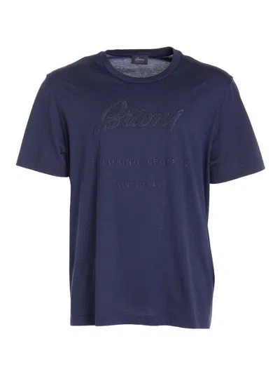 Brioni Logo T-shirt In Blue